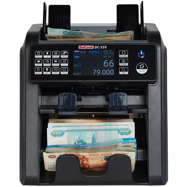 Счетчик-сортировщик банкнот DoCash DC 55V детальное фото