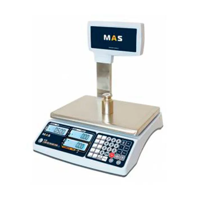 Весы торговые MAS MR1-15P, 15 кг, 2/5 г, 310х220, со стойкой